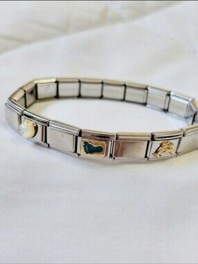 Vintage Italian Charm Bracelet 18K Gold Stainless Steel